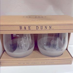 Rae Dunn yours/mine wine glasses
